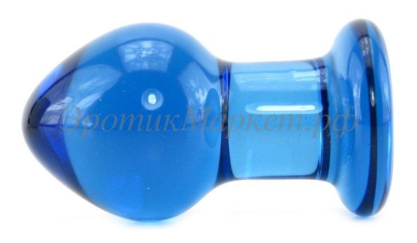 Анальная пробка Crystal Plug малая из стекла голубая