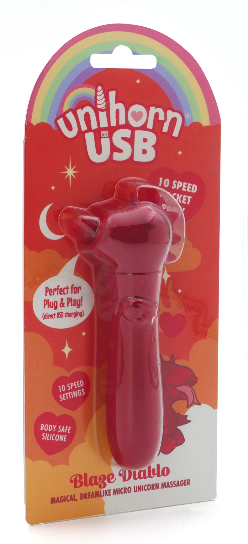 Красная вибропуля Unihorn Blaze Diablo USB