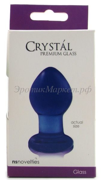 Анальная пробка Crystal Plug малая из стекла голубая