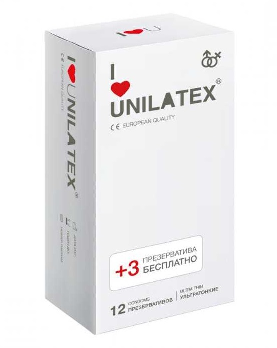 Ультратонкие презервативы Unilatex 12+3 шт