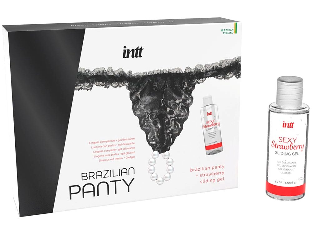 Набор Brazilian Panty из трусиков и лубриканта Black