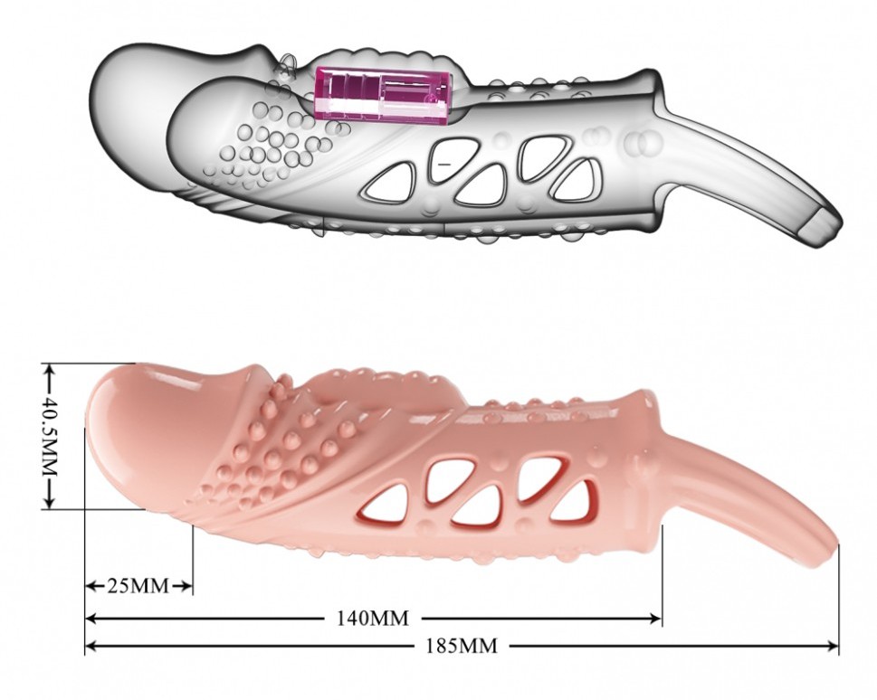 Удлиняющая насадка на пенис с вибрацией Penis Sleeve Cecelia