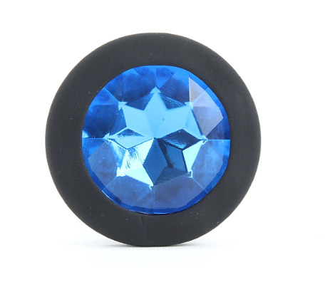 Черная анальная пробка с кристаллом Blue