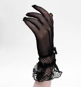 Женские перчатки-сеточка с бантиком 