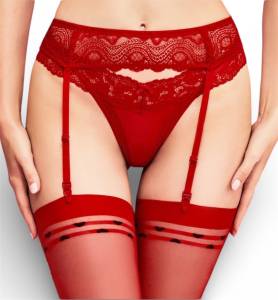 Пояс для чулок кружевной красный 44 размер 