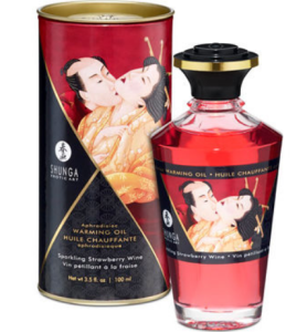 Массажное масло Shunga  Игристое клубничное вино 100мл 