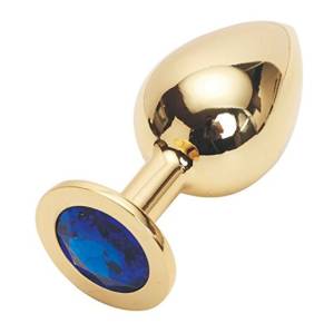 Анальная пробка Butt Plug Gold Medium Blue 