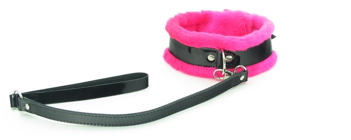 Ошейник с розовым мехом