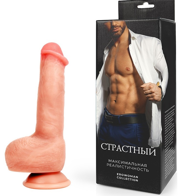 Силиконовый фаллоимитатор  на присоске с выраженной головкой