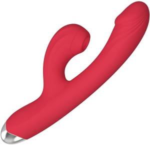 Вибратор-кролик с вакуумным клиторальным отростком Secwell red  