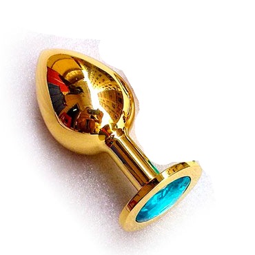 Тяжелая Пробка Butt Plug Gold Large светло голубой