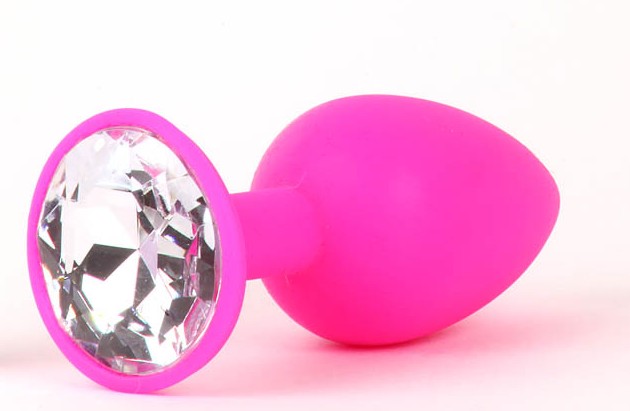 Анальная пробка из силикона с белым кристаллом