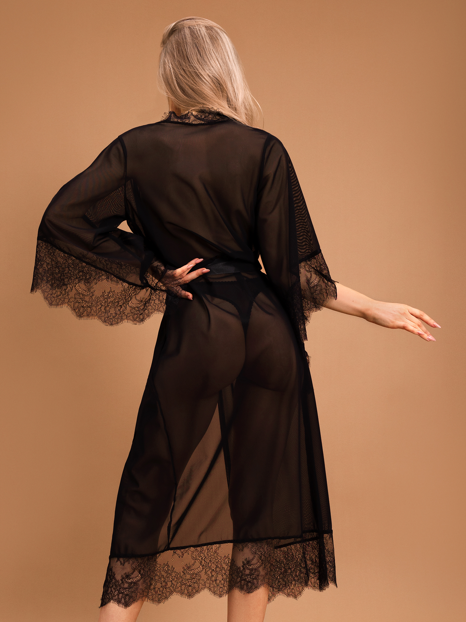 Прозрачный пеньюар с кружевом XXl/XXXL