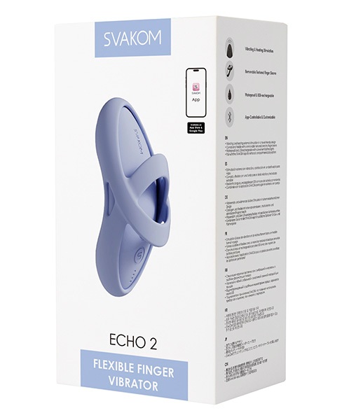 Вибратор голубого цвета на палец Svakom Ehno 2 с нагревом