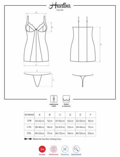 Черная сорочка HEARTINA L/XL