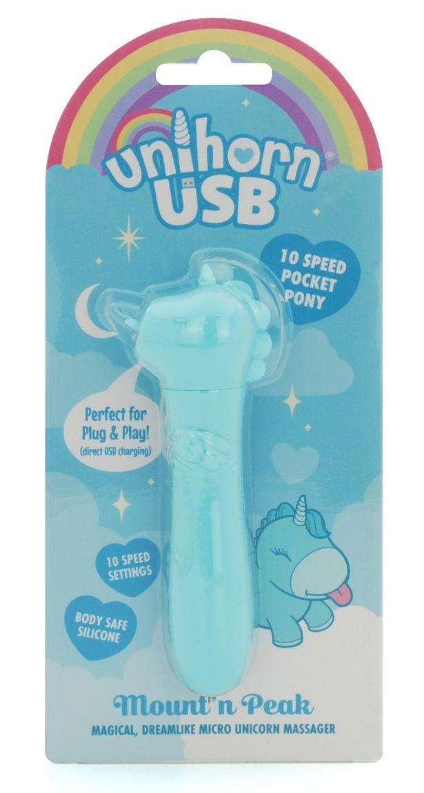 Голубая вибропуля Unihorn Mount'n Peak USB