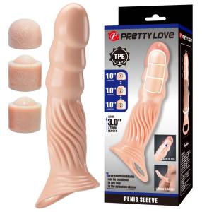 Насадка на пенис с тремя вкладышами-удлинителями 