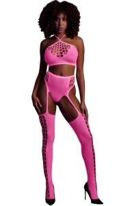 Комплект с чулками неоновый розовый  XS/XL 